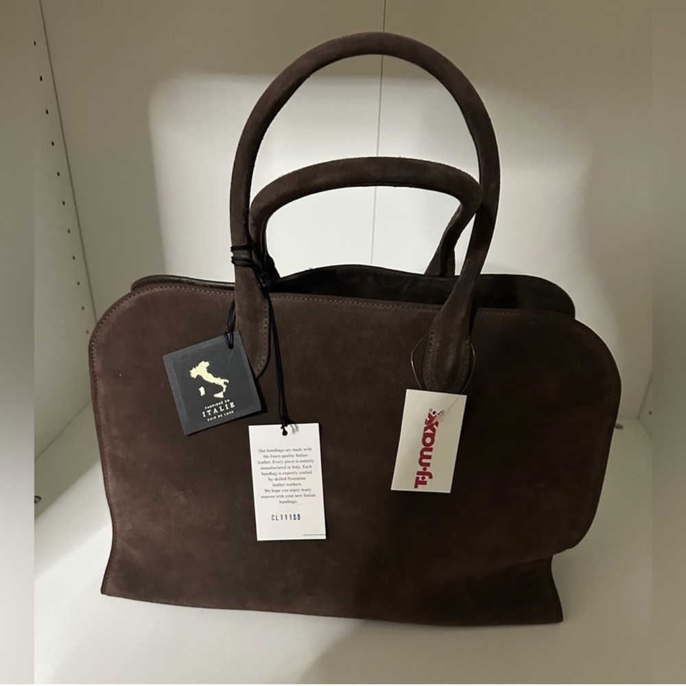Claudia Firenze Dark Brown Suede Tote Bag